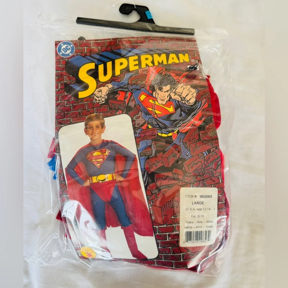 Superman Costume (DC Comics) by Rubie's Boys Size Large (8-10 Years) NEW